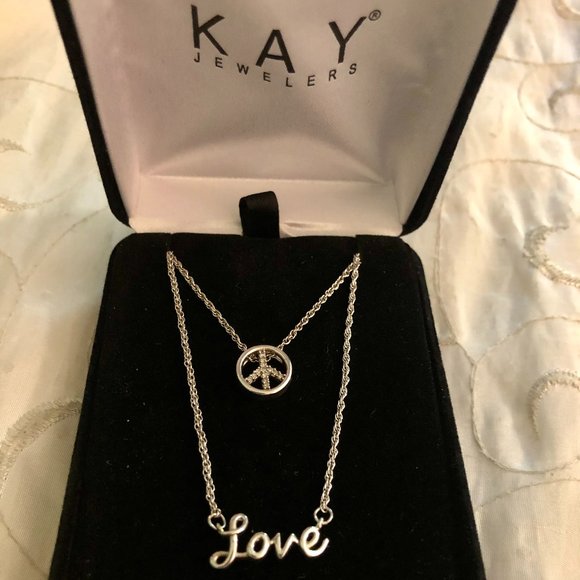 Kay Jewelers Jewelry - Kay Sterling Silver Peace Sign Love Necklace